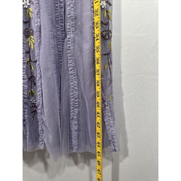 NWT $698 Mac Duggal [ 4 ] Long Sleeve‎ Embroidered Wrap Midi Dress Lilac G1710 - Picture 8 of 16